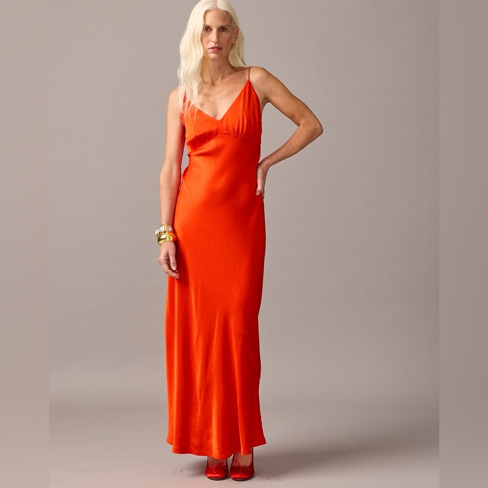 J.Crew Collection full-length V-neck slip dress in luster crepe BU109